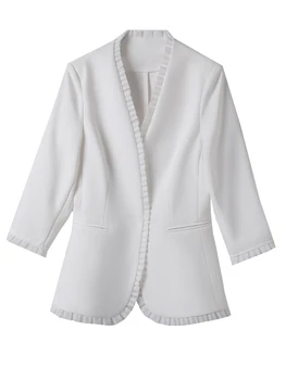 Trendi ženski casual Blazer, ženska, bijela, monotono jakna s rukava tri četvrtine na proljeće-ljeto