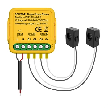 Tuya dvosmjerni WiFi Brojilo energije 80A CT Kws Snaga Monitor potrošnje električne energije za nošenje Pogodan za Alexa, Google Home (B)