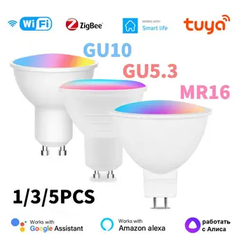 Tuya Zigbee/WIFI Pametna žarulja GU10/GU5.3/MR16 RGB s podesivim osvjetljenja Led žarulja 5 W Smart Life Upravljanje прожектором Preko Alexa Google Home