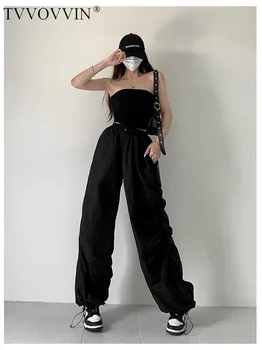 TVVOVVIN 2023 Ljetne Nove ženske hlače s fleksibilnim gumicom u struku Spice Girl High Street, besplatne udobne ravne svakodnevne hlače RV1K