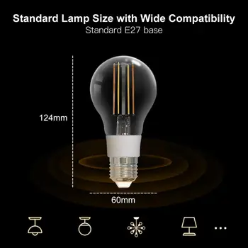 WiFi Pametna žarulja sa žarnom niti, led žarulja promjenjive svjetline, podrška za Smart Life Home Control