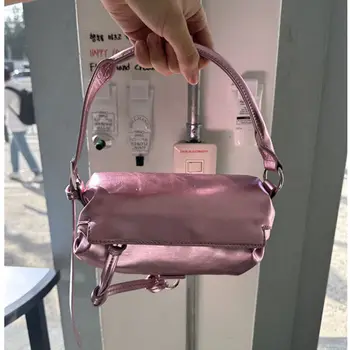 Y2k2023 Novi korejski torbe s цилиндрическим ventilom, čvrste ružičaste ženske torbe za ispod pazuha, Slatka Cool Malčice funky univerzalna torba za Djevojčice