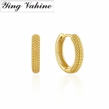 ying Vahine, čisto (eng. sterling) Srebro 925 Sterling, Modni Male okrugle Kuglice, naušnice i prsten u obliku kruga za žene, Upadljiv nakit