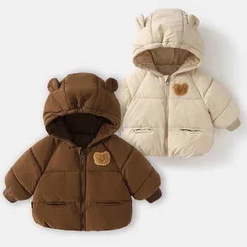 Zimsko непромокаемое kaput s kapuljačom za novorođene dječake i djevojčice s likom medvjeda iz crtića 2023, gusta topla i stilski odjeću u korejskom stilu