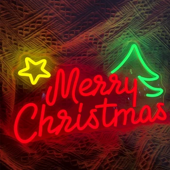 Čestit Božić neonski znak Božićno led znak akrilnih ploča Umjetnička Zidne ukrasne noćni svjetla Барная college Božić za Djecu