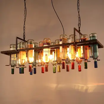 Željezo viseće svjetiljke za boce Vina Vintage Industrial Metal Viseće Svjetiljke Bar Restoran Caffe Kuhinja unutarnja led rasvjeta i Dekor