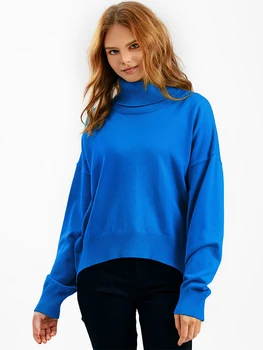 Ženski džemper-pulover s visokim воротом TIGENA, jesen-zima 2023, Modni pletene majice s dugim rukavima Sprijeda i straga, Ženski kardigan