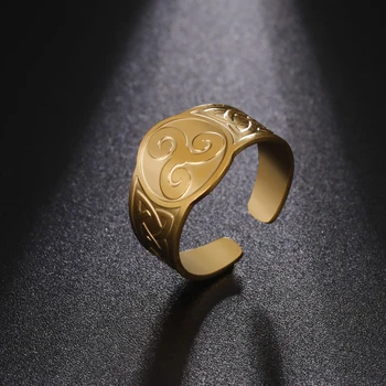 Винтажное Celtic muški prsten sa širokim Ustima, Otvaranje Podesiva Pribor od nehrđajućeg Čelika, hip-hop Moda, Nakit poklon