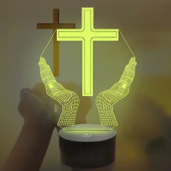 Голограммная lampa sa iluzijom Isusa, Križ, 3D noćno svjetlo za vjerske Žene, Muškarce, Uskrs soba dekor U čast Božićni dar