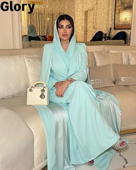 Мятно-zelene Gradacija haljine Arabia 2023 Modni Dugim rukavima s dressing na glavu gore, duga do poda Elegantnih večernjih haljina Večernja haljina